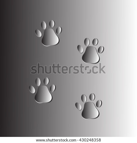 animal foot print. dog paws stamp on metal surface background. vector illustration
