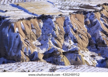 Cappadocia with the snow; Turkey