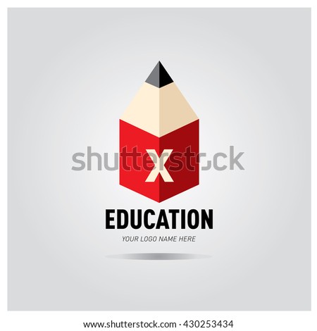 Letter X Education logo concept with pencil and book icon. Logo design template for education purposes