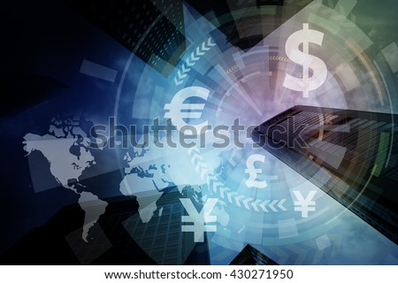 financial technology(fintech) and world economy, abstract image visual