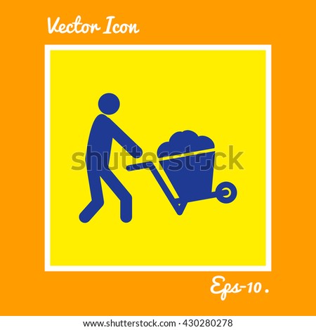 Man With Utility Cart Icon. Eps-10.