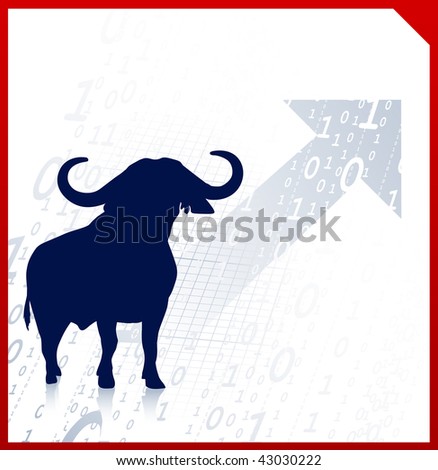 bull on business background with red border Original Vector Illustration