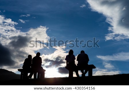 silhouette couple on sunset