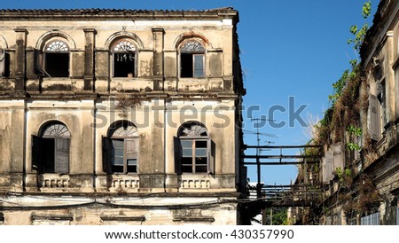 Old Bangrak historical fire station in Bangkok Thailand against blue sky      Royalty-Free Stock Photo #430357990