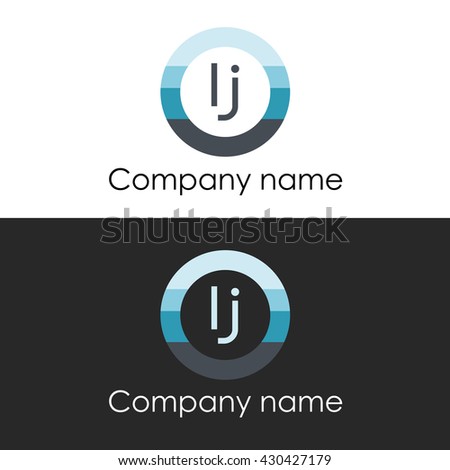 LJ letter circle shape icon logo white blue