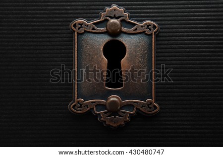 Keyhole on old fashioned door lock                                Royalty-Free Stock Photo #430480747