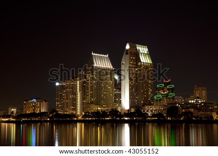 View of San Diego downtown skyline at night