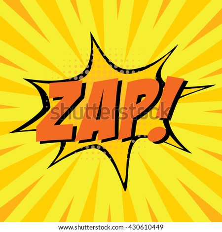 Zap, colorful speech bubble and explosions in pop art style. Elements of design comic books.Vector illustration