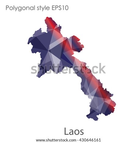 Laos map in geometric polygonal style.Abstract gems triangle,modern design background.