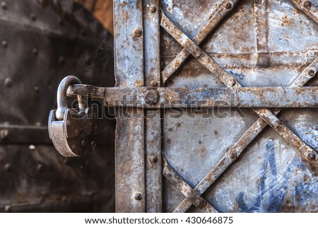 old metal forged door with the lock