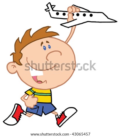 Little Boy Playing With Airplane