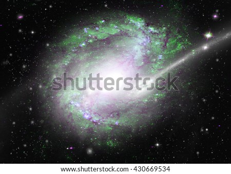 Stars of a planet and galaxy in a free space. "Elements of this image furnished by NASA".
