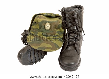 Army boots and cap