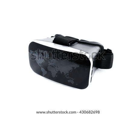 Rear view of VR Glasses or Virtual Reality Headset use with smartphone. VR is an immersive experience in which your head movements are tracked in 3d world, making it ideally suited to game and movie.