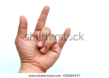 hand sign in i love you isolated on white background