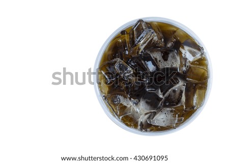sparkling water in glass - Top of view