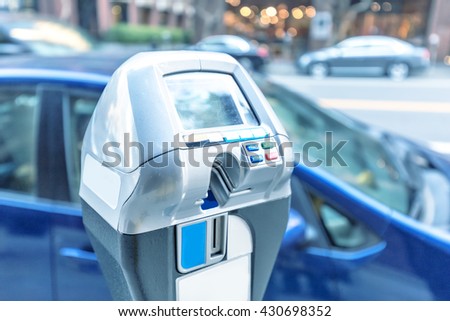 parking machine with electronic payment on road in san francisco Royalty-Free Stock Photo #430698352
