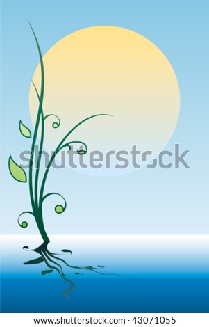 Floral water vegetation vector. Also available in raster.
