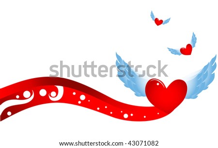 background with winged heart in vector format