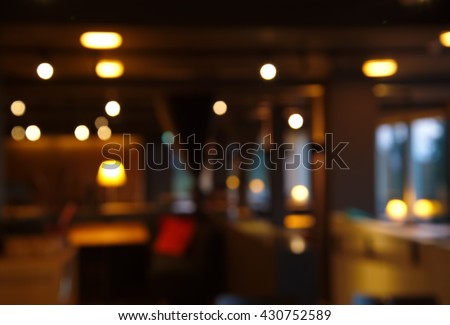 blur interior of cafe at night Royalty-Free Stock Photo #430752589