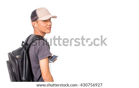 A boy with backpack
