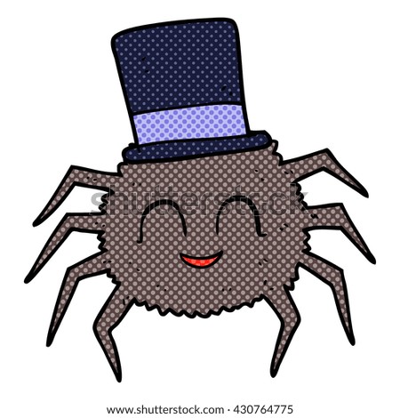 freehand drawn cartoon spider wearing top hat