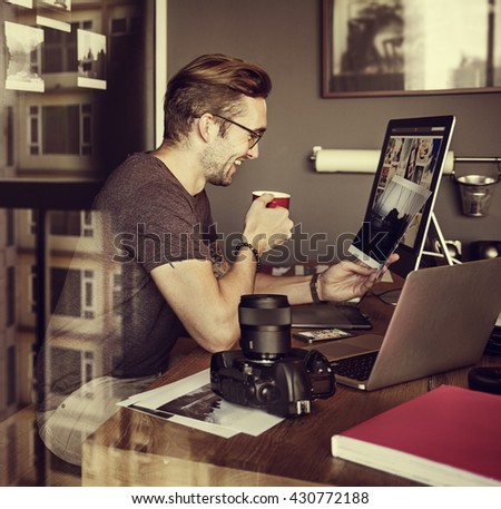 Photographer Journalist Working Studio Agency  Concept