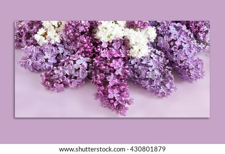 Lilac flowers wallpaper, floral motif interior decor