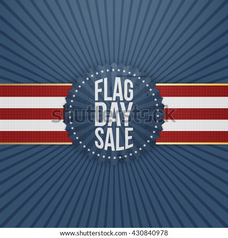 Flag Day Sale realistic Badge with Ribbon