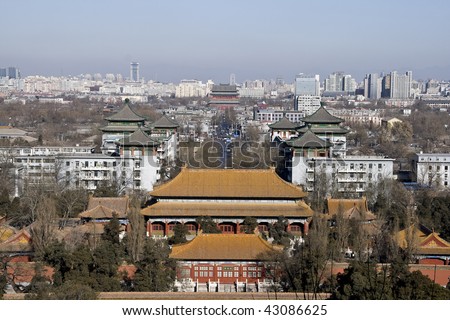 Ancient and modern beijing china panoramic view
