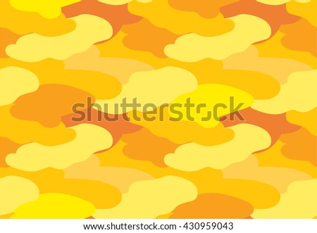 Camouflage fabric yellow color military style seamless print pattern vector illustration