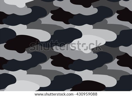 Camouflage fabric black color military style seamless print pattern vector illustration
