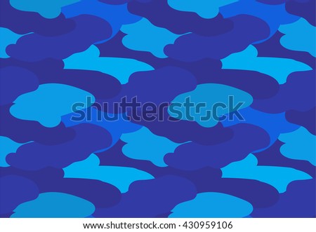 Camouflage fabric dark blue color military style seamless print pattern vector illustration