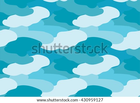 Camouflage fabric blue color military style seamless print pattern vector illustration