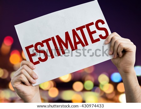 Estimates placard with night lights on background