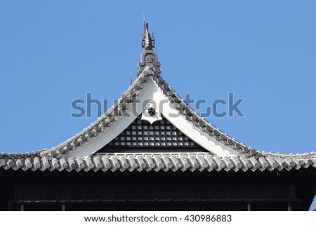 Japanese-style roof in Kumamoto Castle ,Kumamoto, Kumamoto Prefecture,Japan.