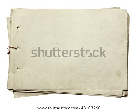 stack of old papers isolated on white background with clipping path