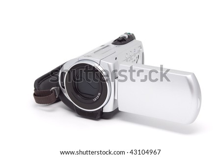 Videocamera isolated on  white.