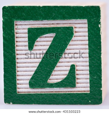 Letter Z old wooden painted block