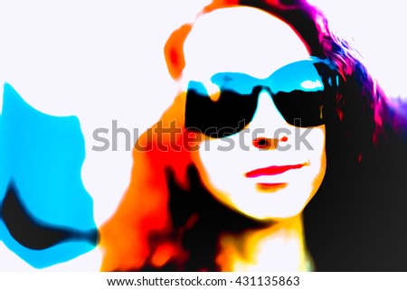 Pop art woman with glasses