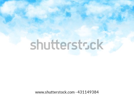 The White Cloud and Blue Sky. Watercolor Style Artwork Background
