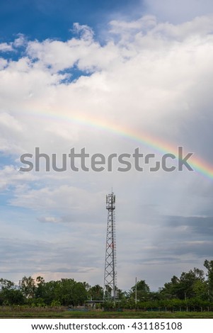 Electric pole under Rainbow, after the big strom
