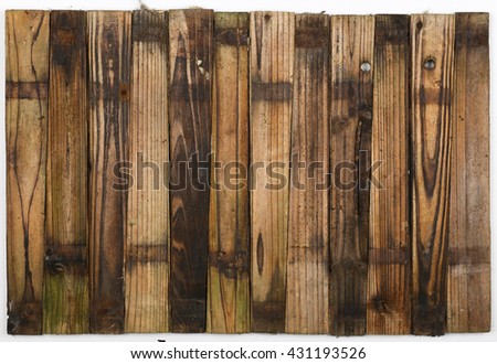 Wooden half barrel garden planter planks texture or background