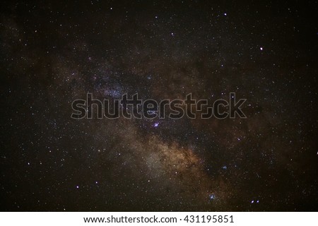 Close-up of Milky way galaxy with stars and space dust in the universe, Long exposure photograph, with grain.
