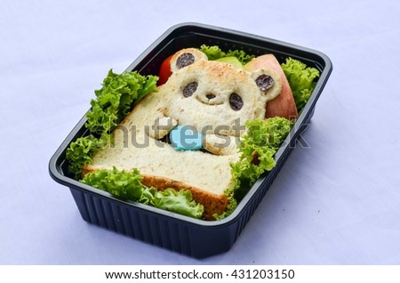 Cute Panda Bread with Vegetables in Bento
