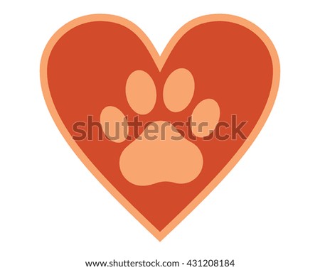 paw heart animal fauna zoo pet care image vector