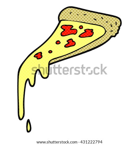 freehand drawn cartoon pizza slice