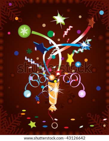  Christmas cracker explosion. Stock vector illustration.
