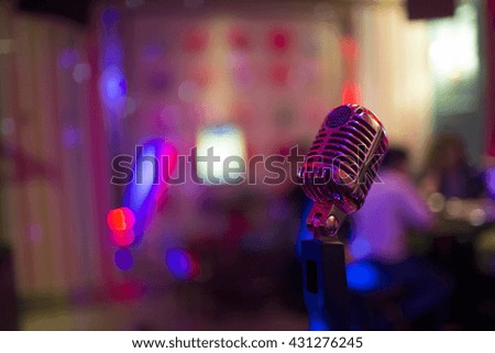 Close up of microphone in concert hall 