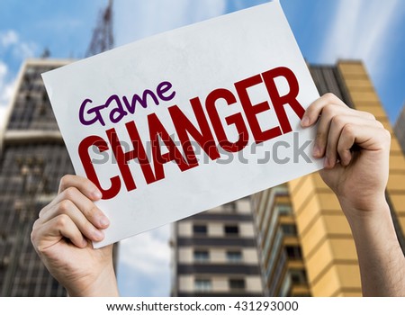 Game Changer placard with urban background